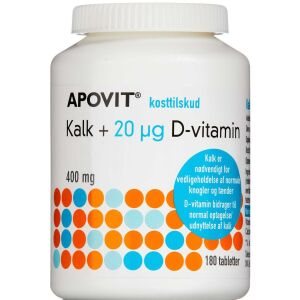 Apovit Kalk + 20 µg D-vitamin, 180 stk (Udløb: 07/2024)